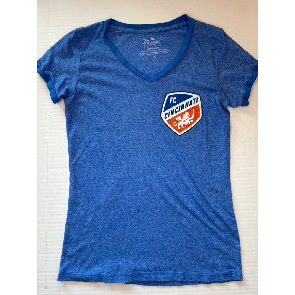 FC Cincinnati MLS Soccer Women's Short Sleeve Ringer Tee Majestic Small